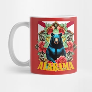 Black Bear, Camellia And Hydrangea Alabama State Mug